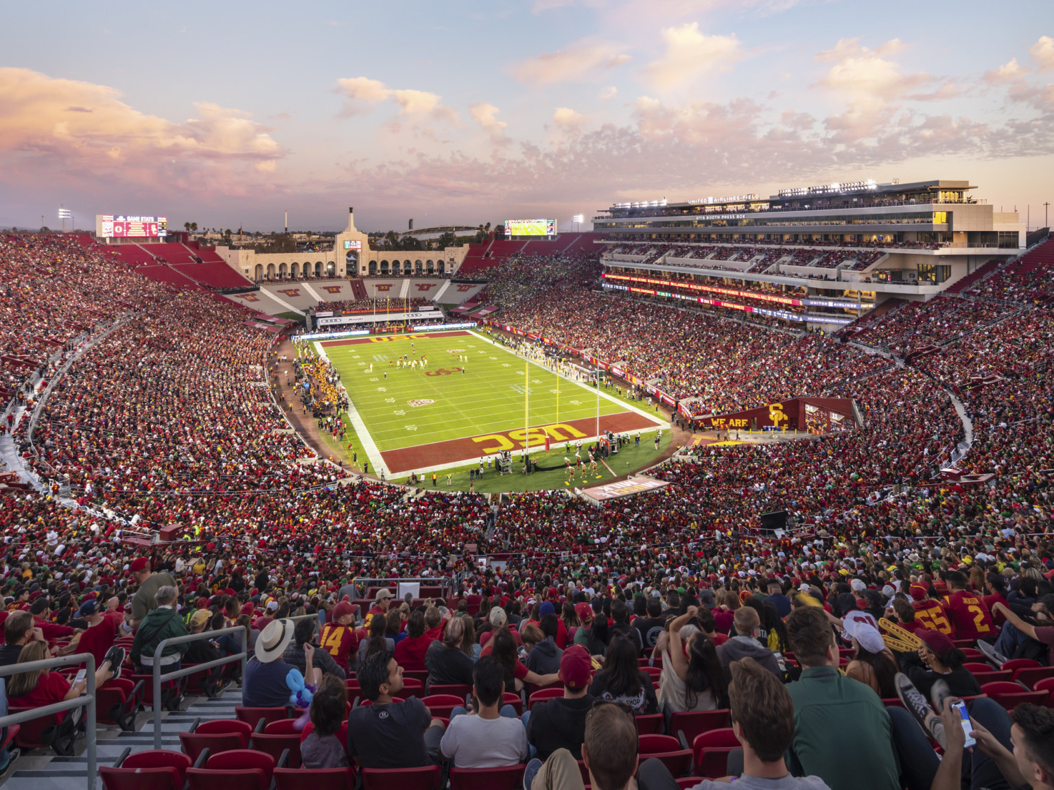 University of Southern California Los Angeles Memorial Coliseum with full bleachers on game day